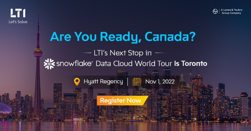 ltm_ofcl's tweet photo. This Fall season, we are all set to snow in Toronto with @SnowflakeDB Data Cloud World Tour on November 1st 🍁❄️ Meet us to discuss how LTI can power your #Snowflake data cloud journey https://t.co/pJrQMlnPCl
#LTIXSnowflake #DataCloud #SolvingwithData #Canada  #LetsSolve