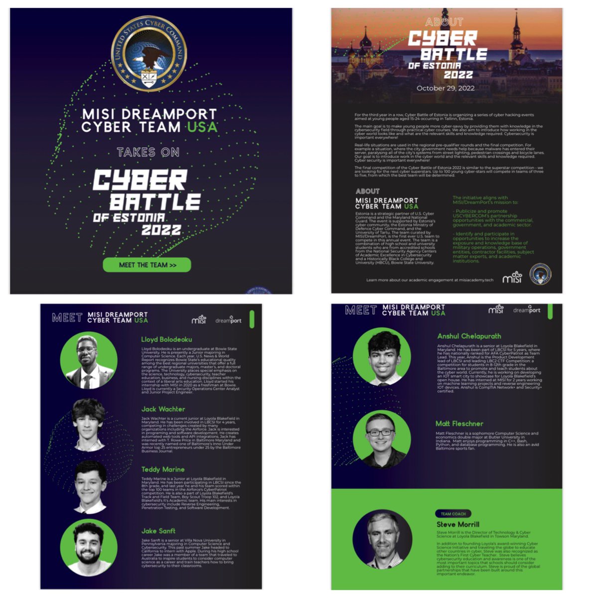 aseaytech's tweet photo. Cyber Team USA comprised of @NSACyber CAE colleges, and high school cyber students sponsored by #DreamPort and @US_CYBERCOM is headed to Estonia! Cyber Battle of Estonia 2022 are you ready for the first ever US team to compete? Inovation is also about humans not just technology https://t.co/zVvTKMsaN0