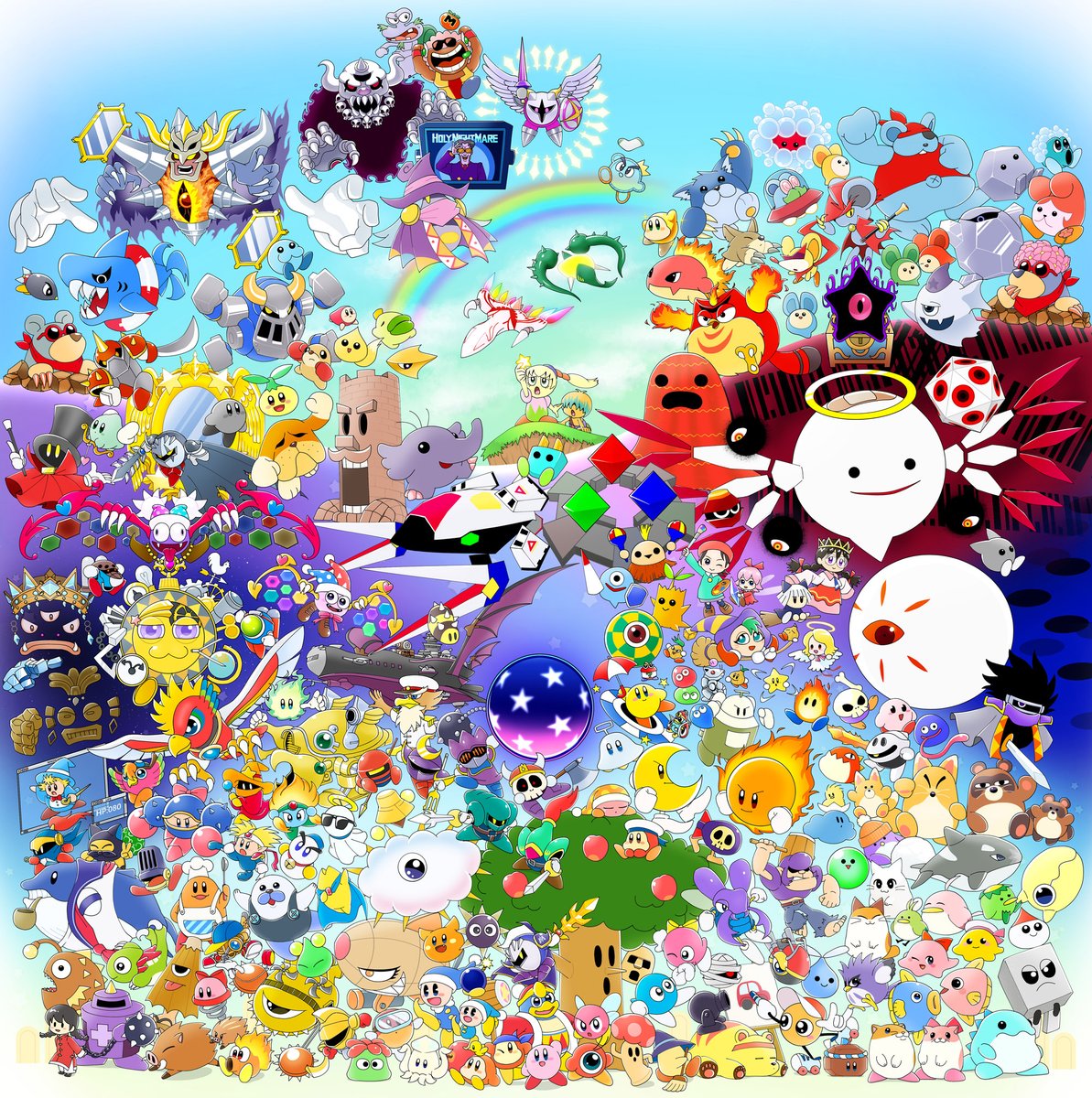 everyone rainbow bug halo butterfly game boy no humans  illustration images