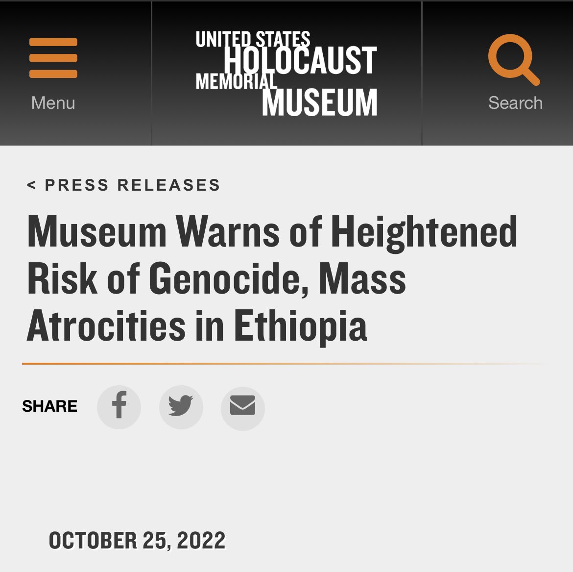 Abiy22054702's tweet photo. It’s regrettable that such unverified &amp; uncorroborated information inspired statement came out from @HolocaustMuseum .We believe this org’n is reminder to the world as to how misleading information’d lead to devastation if left unchecked. Why such a reductive &amp; generic statement? https://t.co/4s6RP0oiuT