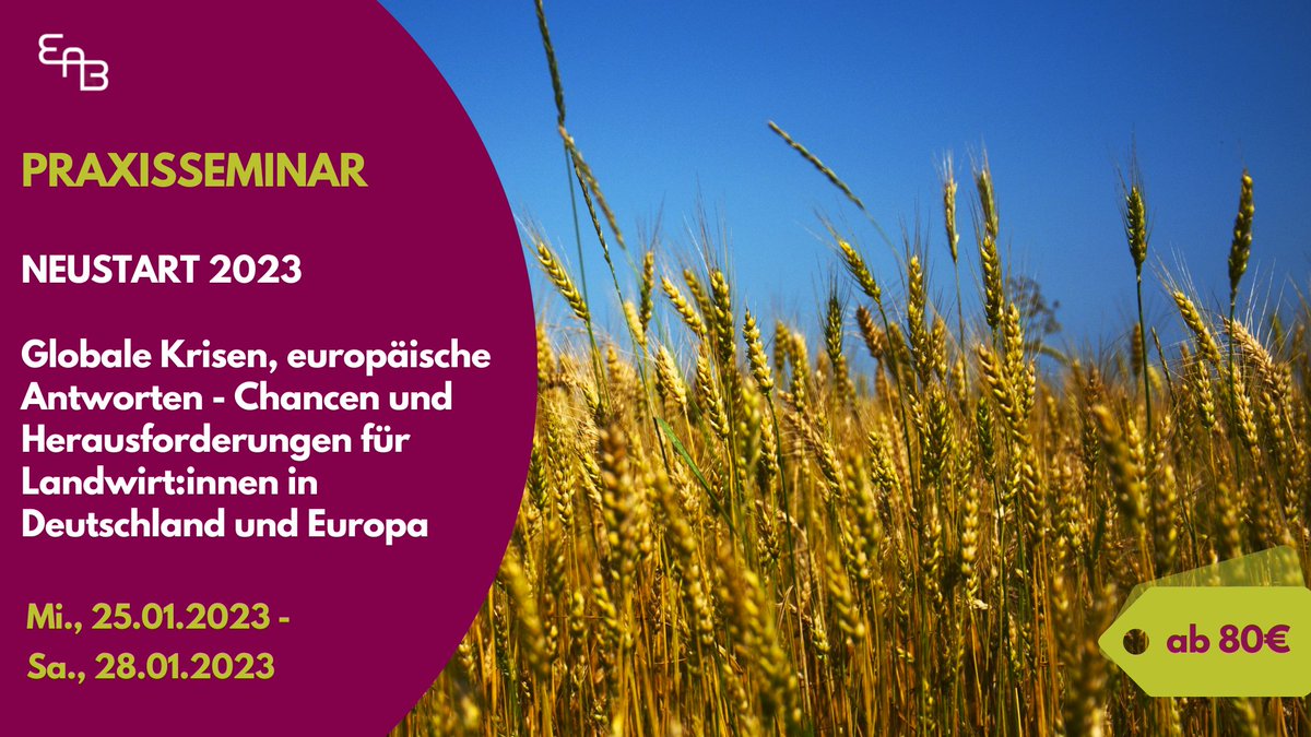 Du interessierst dich für #Landwirtschaft, #Nachhaltigkeit und #Europa und möchtest wissen, wie sich Landwirtschaft zukunftsfähig denken lässt?🌱🌍♻️ Dann melde dich jetzt für unser 4-tägiges #Agrarseminar an! Ganz einfach per Mail an ja@eab-berlin.eu📩