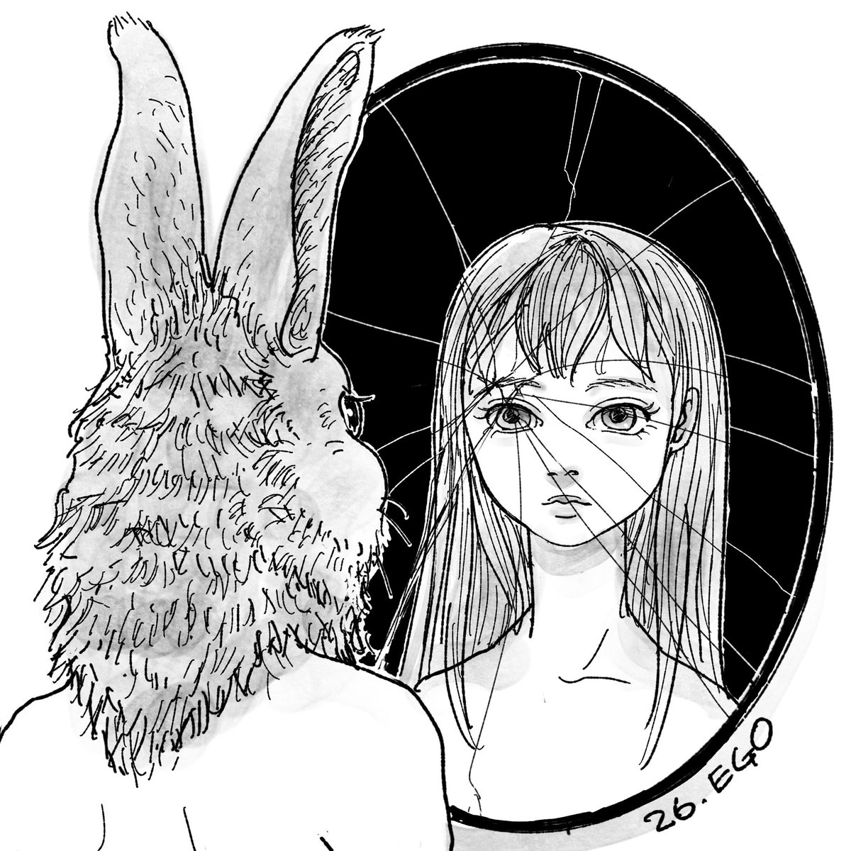 自我 #inktober2022 #inktober2022day26 #inktober2022day26ego #インクトーバー2022