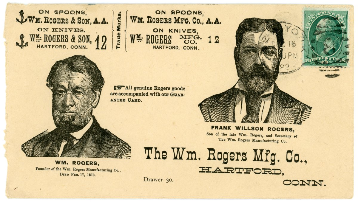 Advertising return cover for The Wm. Rogers Manufacturing Co. - Hartford, Connecticut - 1882. #Stamps #Philately
