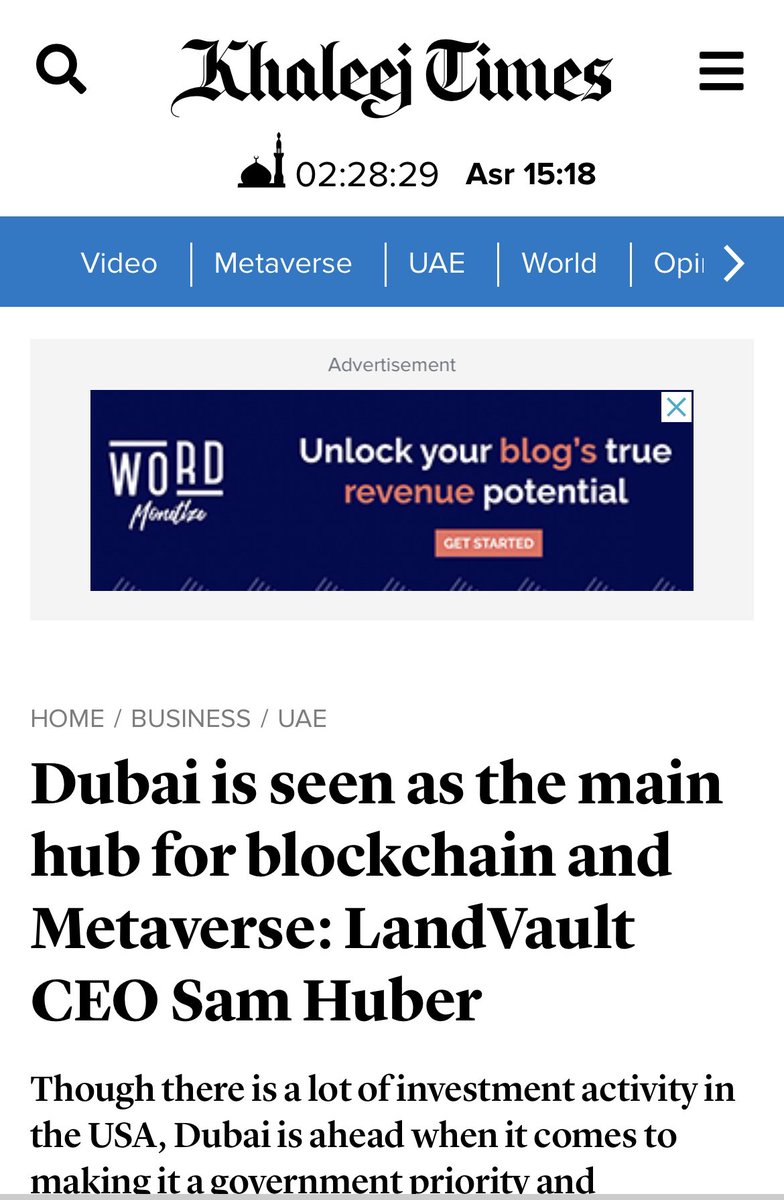Til next time Dubai 🇦🇪👌🏼the country is really at the forefront of web3 and the metaverse 🔥

Interestingly, this is not because there are more startups there, but because the initiatives are coming from the top.

Thanks <a href="/khaleejtimes/">Khaleej Times</a> for the coverage 🙏🏼 …w-khaleejtimes-com.cdn.ampproject.org/c/s/www.khalee…
