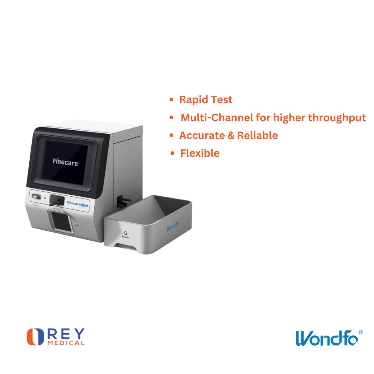 MedicalRey's tweet photo. Semi- automatic analysing system with internal temperature control, can test 20 items at the same time and help diagnose conditions such as infection, diabetes, cardiovascular diseases. Finecare III plus(FS-205) from @WondfoBiotech https://t.co/IwkS467IR8