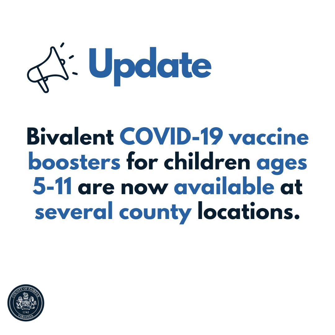 The new pediatric COVID-19 bivalent vaccine boosters are now available at several county locations. Appointments are encouraged. Find a location: ow.ly/iuR850Lcx1E