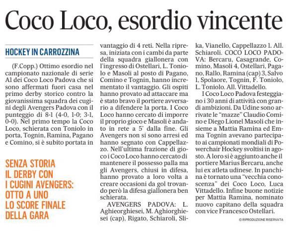 Coco_Loco_PD's tweet photo. ๐๏ธ Il Gazzettino di oggi parla della partita di domenica!
#orgogliogiallonero #30anniversary #cocolocopadova #takethenextlevel https://t.co/mrRff58a84