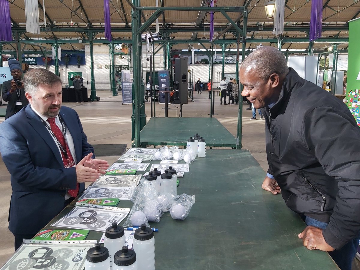 healthdpt's tweet photo. Health Minister Robin Swann met exhibitors at Belfast's first Black History Expo in St George's Market. 

The Expo has been organised by @JoinHerNetwork as part of Black History Month. https://t.co/LB1WJ54re2