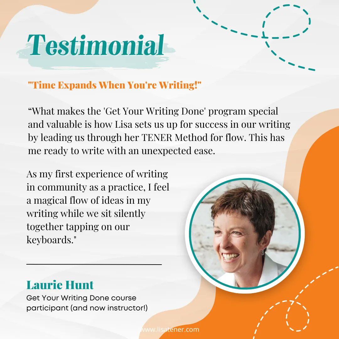 Have you heard all the buzz about my Get Your Writing Done program? Each week we get together for a 2-hour virtual writing workshop using the TENER Method for Creative Flow, empowering you to complete your book or other writing projects. Join me: buff.ly/3q4Sc3O