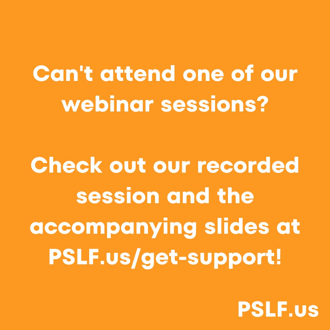 Can't attend one of our webinar sessions or want a refresher? 

Check out our recorded session and the accompanying slides at PSLF.us/get-support!

#PSLFWaiver #PSLF #Loans #Loanforgiveness