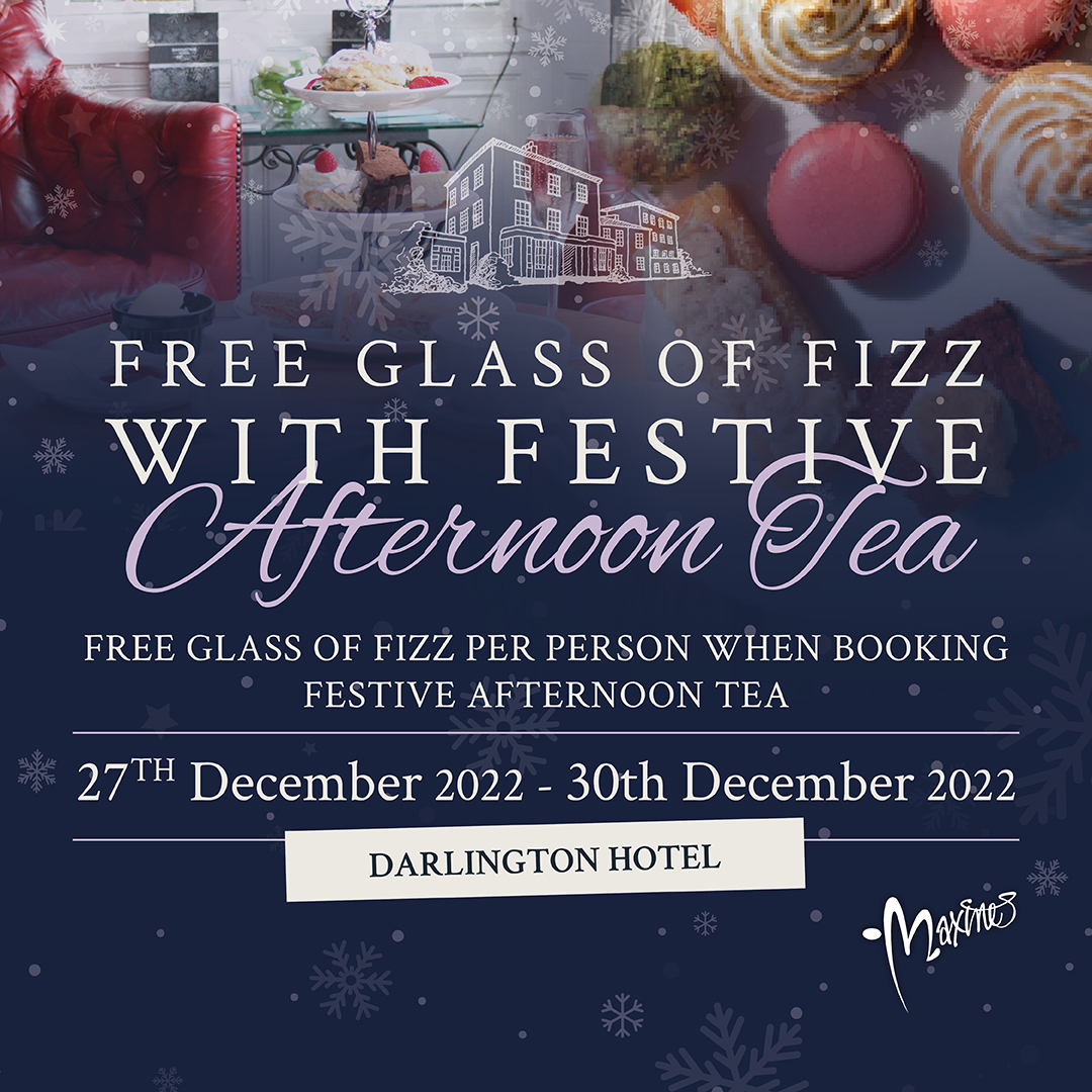 FREE GLASS OF FIZZ WHEN BOOKING FESTIVE AFTERNOON TEA ON THE SELECTED DATES 🥂🎄

TUESDAY 27TH DECEMBER 2022 -  FRIDAY 30TH DECEMBER 2022

To book please phone 01325 365858