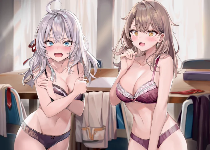 ア「ちょ、こっち見ないでって!」マ「あ、あの、そんなに見られるのは流石にちょっと……」#ロシデレ 