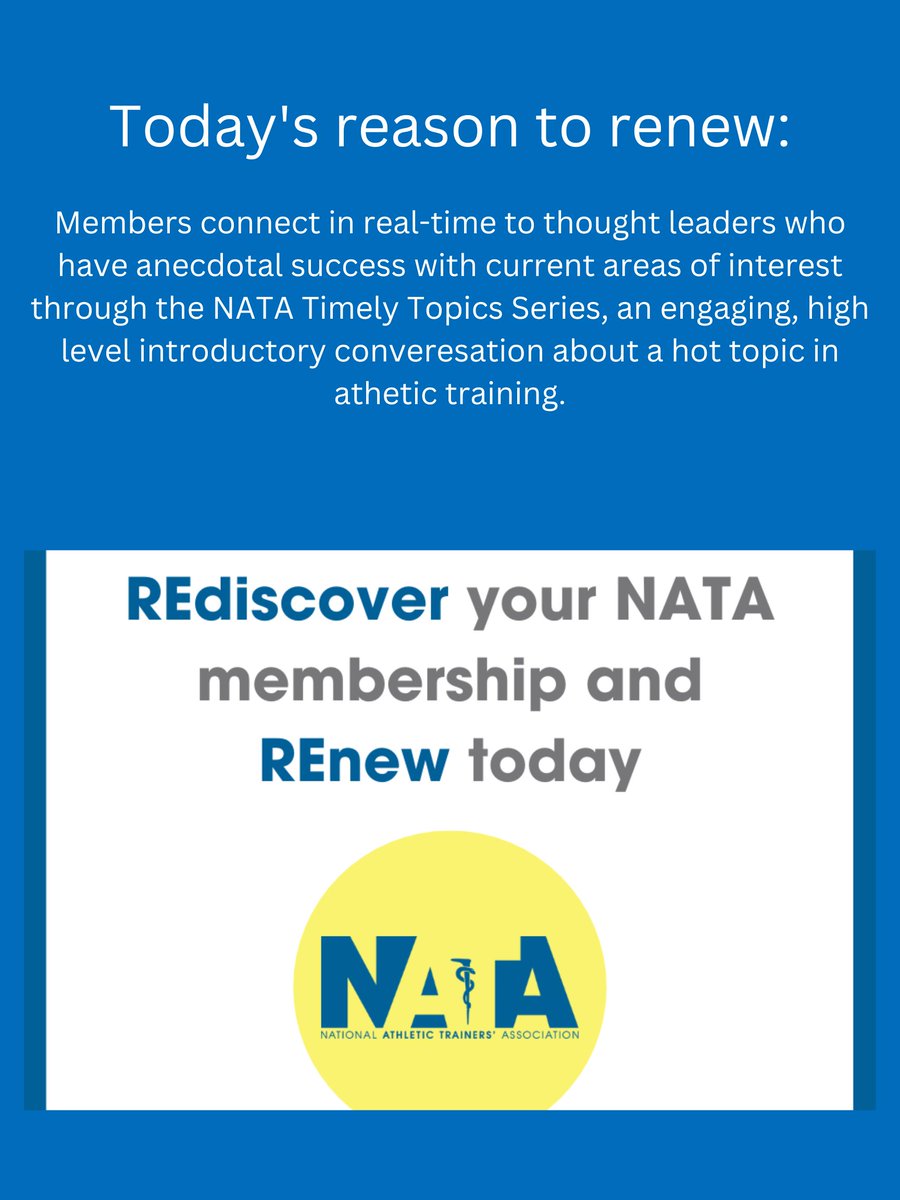 GLATA_updates's tweet photo. Today's reason to REnew your #NATA membership #TimelyTopics #memberengagement https://t.co/spgmlzqKci