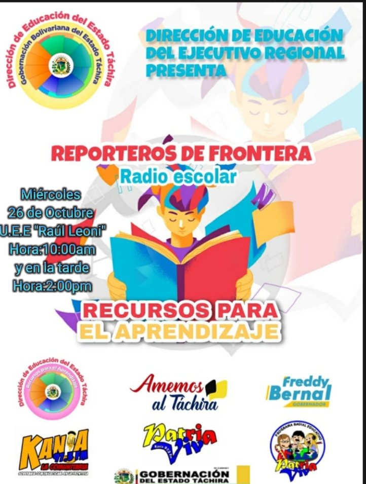 diredurpa's tweet photo. Radio Escolar Estadal en el Municipio Junín,hoy inicia  en sus dos emisiones matutino y vespertino! Seguimos en avanzada, hacia la calidad educativa @YuniorClavijoM @DirEduTachira @ZonaEducTachira @deerdivdoc2022 @Apoyoeducativo3 @deenrevolucion @crauetdt @Crazet2011 https://t.co/jwIIXAI9Ii