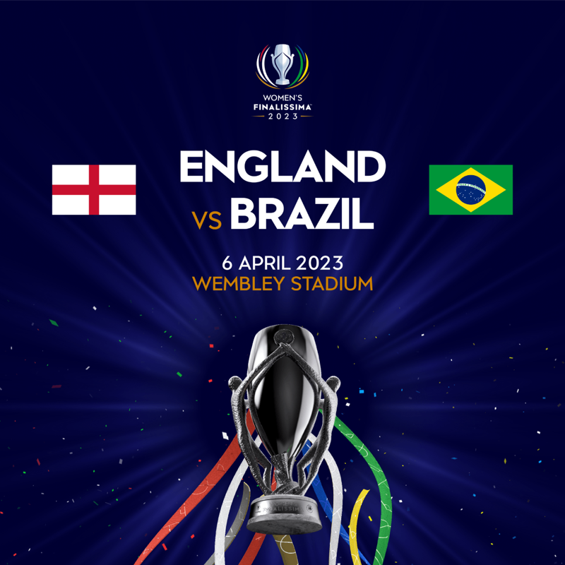 Lionesses's tweet photo. The first-ever Women’s Finalissima will take place on Thursday 6 April 2023 😍
Tickets for 🏴🆚🇧🇷 at @wembleystadium will go on sale from Monday…
