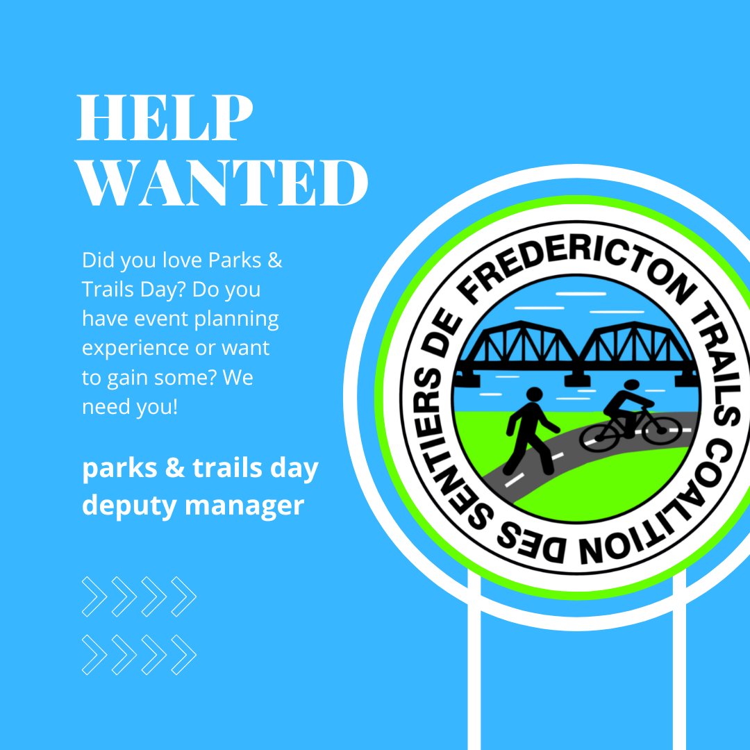 Did you love Parks & Trails Day? Do you have event planning experience or want to gain some? The #Fredericton Trails Coalition needs you! Check out our new volunteer opportunity and get in touch! connectfredericton.ca/need/detail/?n…