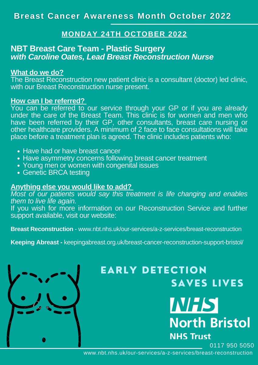 This week for #BreastCancerAwarenessMonth we have some information on Plastic Surgery Breast Reconstruction with Caroline Oates, Lead Breast Reconstruction Nurse. Thank you Caroline and the team for all your work! #awesomeascr #earlydetectionsaveslives #breastreconstruction