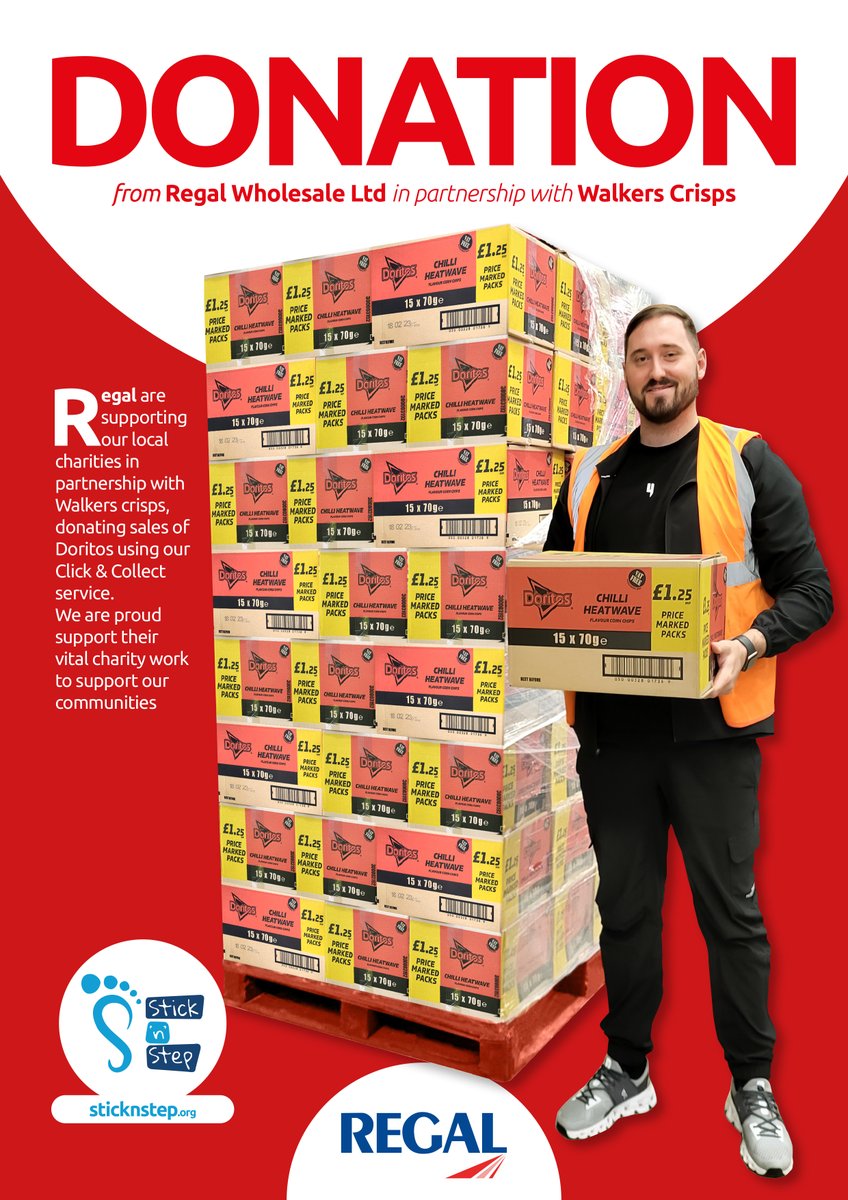 RegalUK's tweet photo. Regal are supporting @SticknStep1 in partnership with @walkers_crisps, donating proceeds from sales of Doritos using our Click &amp; Collect service.
We are proud support their vital charity work to transform the lives of children with cerebral palsy through conductive education https://t.co/4kBsYAw8vD