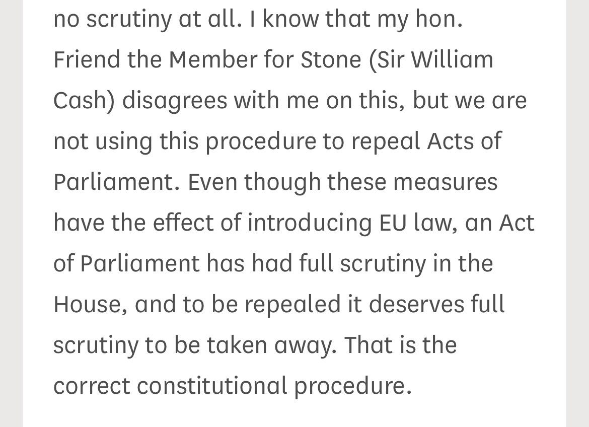 Another oddity about the Retained EU Law Bill. Clause 1 only applies to retained EU law in the form of “secondary legislation” ie not in Acts of Parliament. The Minister and Rees-Mogg explained the rationale yesterday.