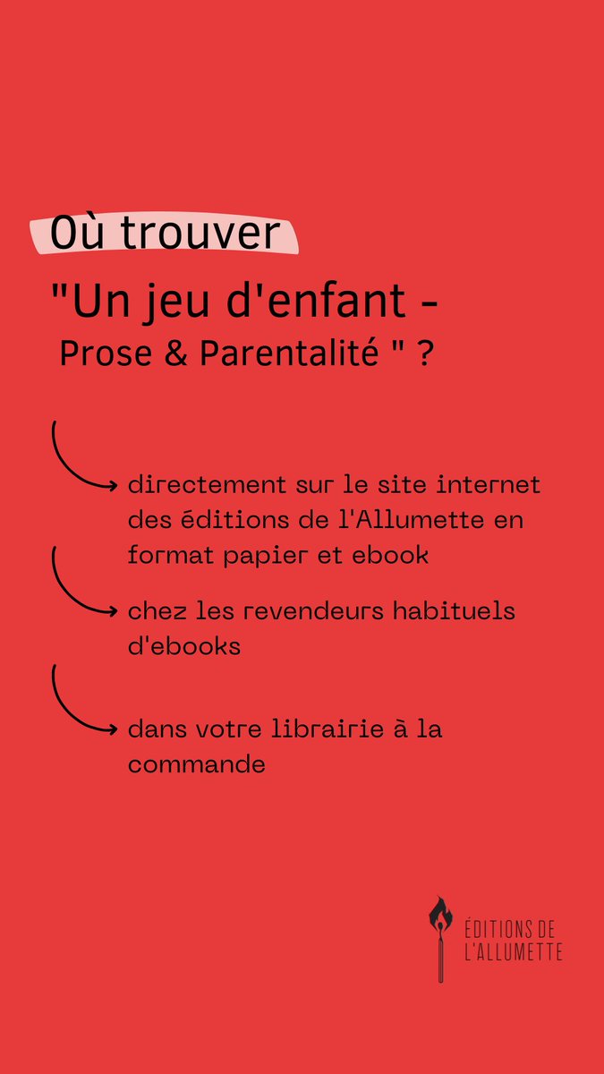 SimonHeloise's tweet image. Quoi? C'est aujourd'hui?
Quoi donc? La sortie d' 📕Un jeu d'enfant📕, anthologie d'écrits parentaux aux @Ed_Allumette, soulignant le lien entre être parent et écrire?
Mais quoi? Un superbe recueil avec 14 contributeurices (dont je suis 🇩🇰🍌) et 4 interviewées?
Tout à fait ⬇️