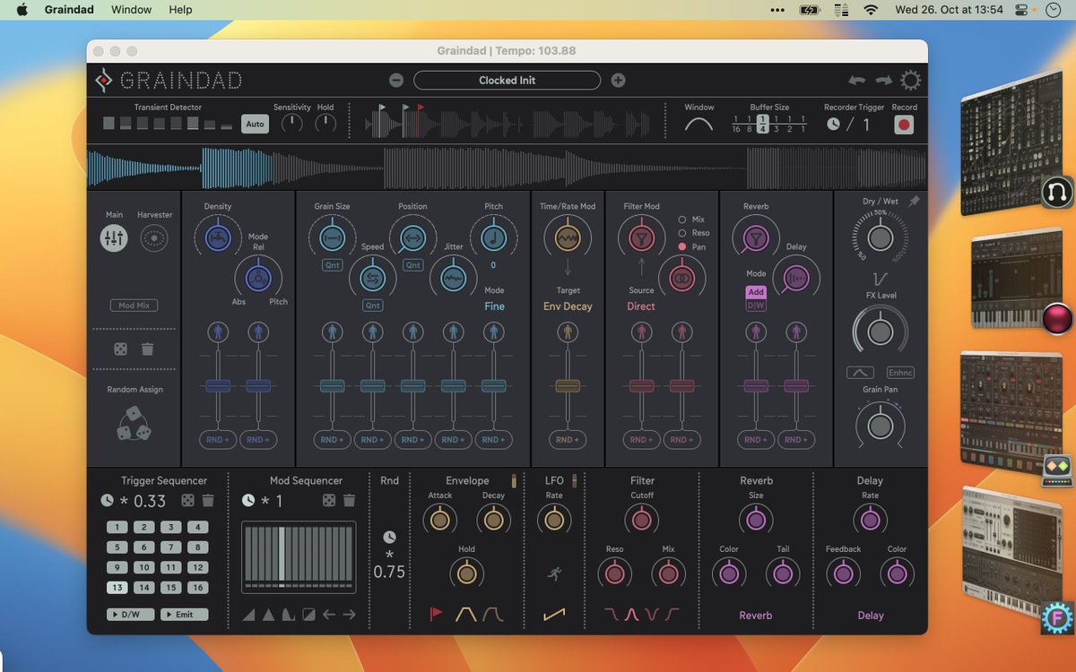 macOS Ventura: We are ready!

sugar-bytes.de/products

#SugarBytes #Graindad #Nest #DrumComputer #Aparillo #Factory #Obscurium #Looperator #Egoist #Effectrix #Cyclop #Turnado #WOW2 #Thesys