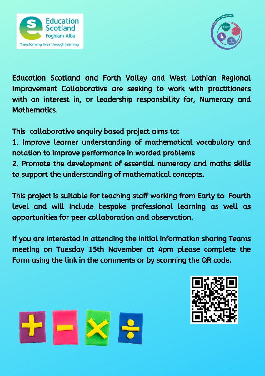 🚨We are looking to work with FVWL RIC staff who have leadership responsibility for, or an interest in developing numeracy pedagogy to carry out a practitioner enquiry project between January - March. More details below. Registration link in comments. ⬇️