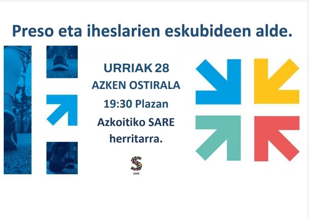 SareAzkoitia's tweet photo. Ostiral honetan, urriak 28, arratsaldeko 19:30ean Azkoitiko plazan hitzordua dugu!! Animatu!! #AzkenOstirala #DenakEtxera https://t.co/4yFEg20NmS