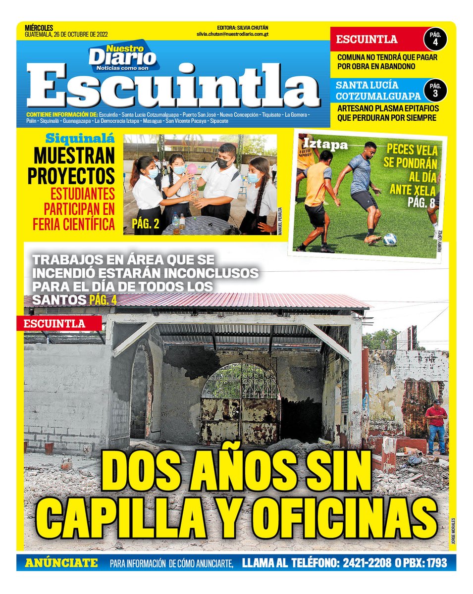 NuestroDiario's tweet photo. #NuestraComunidad | Busca los acontecimientos más relevantes ocurridos en el Sur en nuestro regional #Escuintla. #NuestroDiario , noticias como son. https://t.co/RHAqlF808a