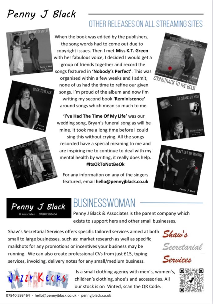 PennyJaneBlack's tweet photo. #Newleaflets Iโve just sent to my printers ๐ #Soundtrack to the books, #WritingCommmunity #mentalhealth #SuicideAwareness @GranadaReports @ribblefm @BBCNWT @loosewomen https://t.co/MN15TwB4uU