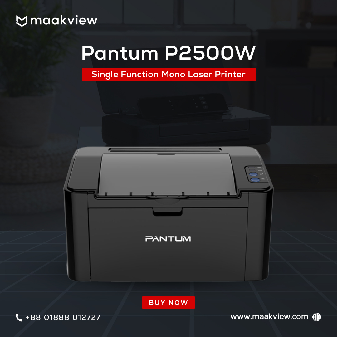 maakviewltd's tweet photo. Pantum P2500W Single Function Mono Laser Printer

🎯 Highlights :

◼️ Functions - Print Only
◼️ Output Color - Black &amp; White
◼️ Print Speed (Black) - 22ppm
◼️ Interface (Built-in) - USB, WiFi

🛒 Order Link - https://t.co/OFdF7nnNe6

#bdshop #shopping #Onlineshopping https://t.co/AUkGWGOHCc