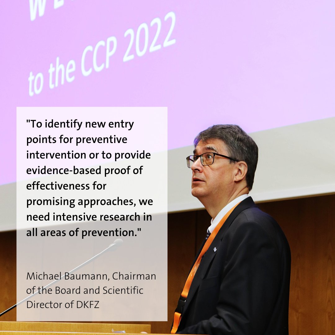 DKFZ's tweet photo. #3rdCCP: @_MichaelBaumann stresses the importance of #prevention research at @CCP2022HD👇👇 https://t.co/TbFekclhz8