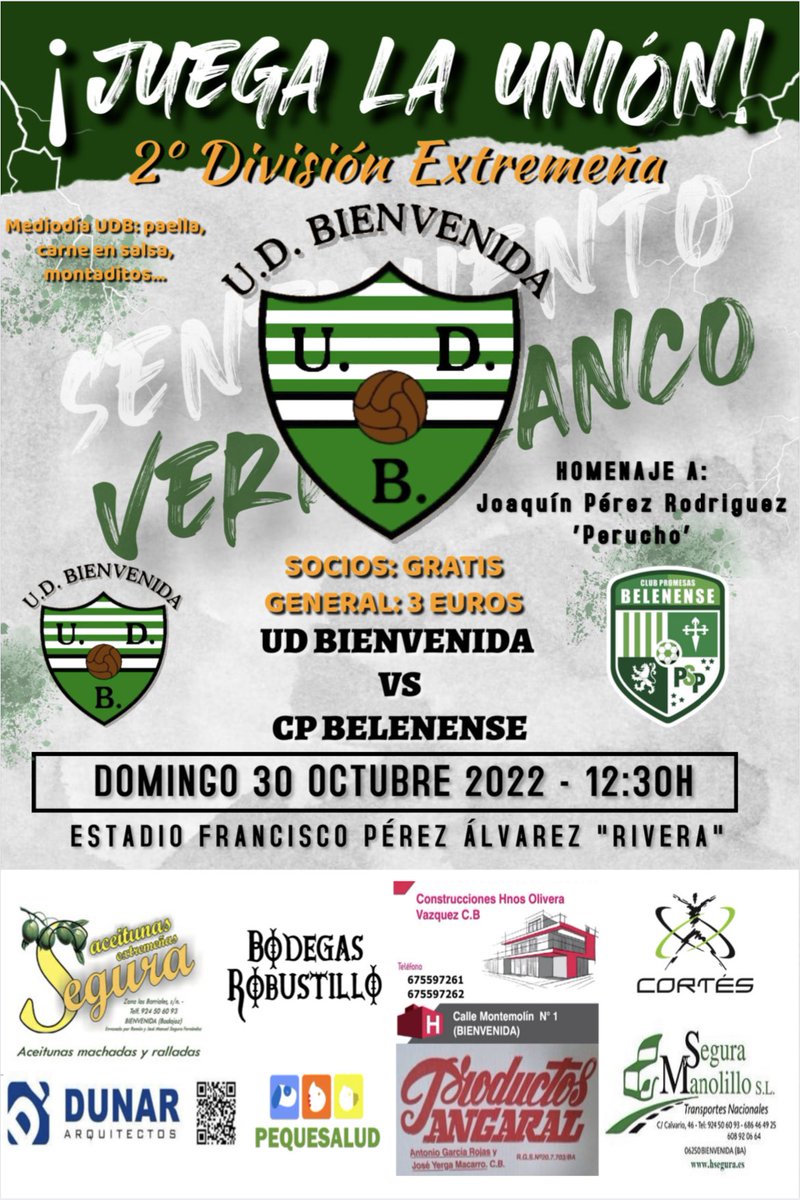 🚐SÚBETE A LA JUANCARLETA🚐

🥳¿Que no decaiga el ánimo, eh?

Estamos a 1⃣ punto de la fase de ascenso
🙌Homenajeamos a Joaquín Pérez Rodríguez ‘Perucho’
🐍El #FrenteCulebrón seguirá al pie del cañón

👨‍👩‍👧‍👧Venga, familia. Vamos a pasarlo bien

#VamosAHacerlo💚🤍