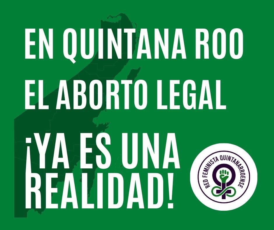 RedFeministaQR's tweet photo. En #QuintanaRoo ¡YA ES LEY!
La lucha tiene frutos.
Insistiremos en que el aborto no solo sea legal, sino también SEGURO Y GRATUITO.
Trabajaremos para lograr EDUCACIÓN INTEGRAL DE LA SEXUALIDAD.
HAY MUCHO POR LUCHAR, PERO POR HOY FESTEJEMOS ESTE LOGRO!
#AbortoLegalQRoo. https://t.co/lQwq1kDWNs