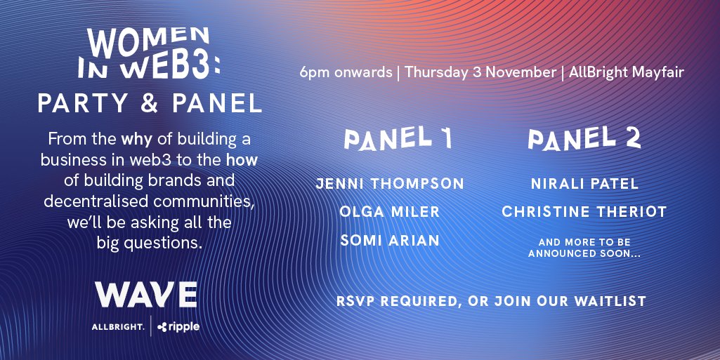We are so excited to announce that we are hosting  a party and panel event with the women making waves in web3 – and you’re invited! 💫 bit.ly/3SF38jg