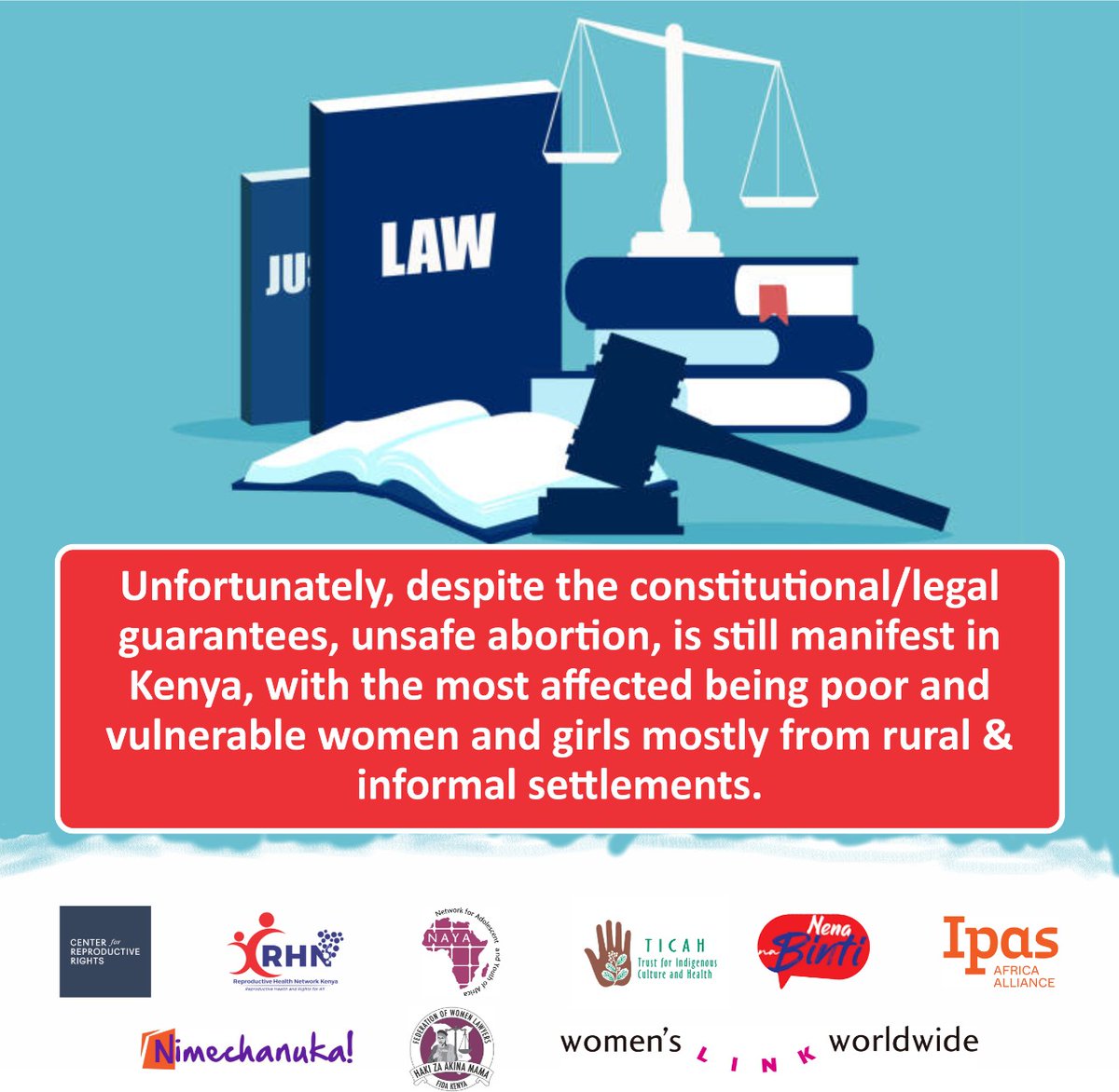 Despite the constitutional/legal guarantees, unsafe abortion, is still manifest in Kenya, with the most affected being poor and vulnerable women and girls mostly from rural & informal settlements. #DefendHerRightsKE @ReproRights @fidakenya @IpasOrg @nimechanuka @Loch_Omam
