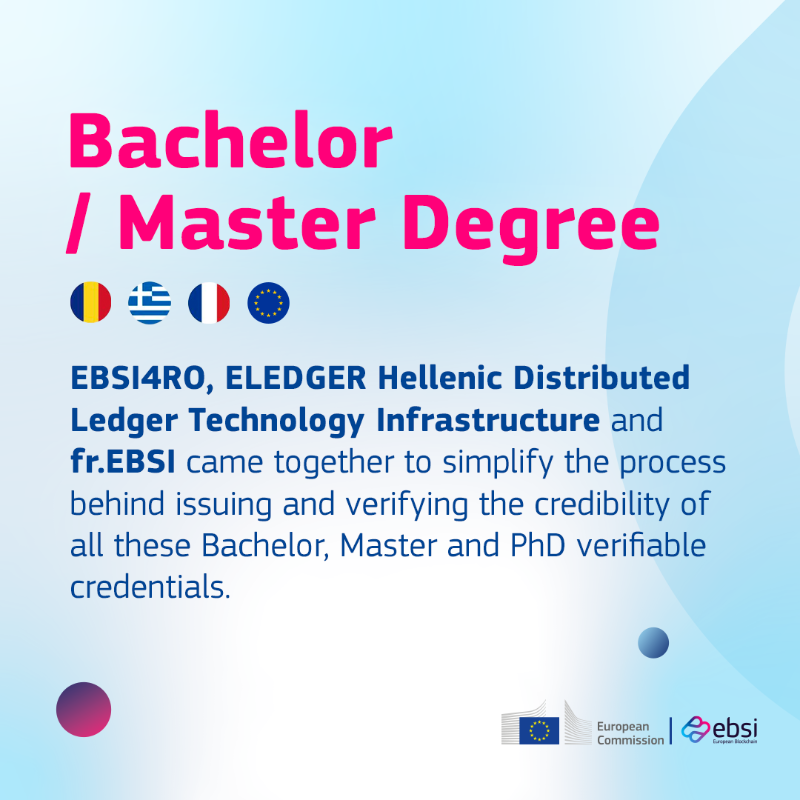 EU_EBSI's tweet photo. 💁🏼♀️ By using #EBSI capabilities, the actors of #EBSISuccessStory
have been able to simplify the process of issuing & verifying the credibility of Bachelor, Master and PhD diplomas!
The EBSI blockchain ecosystem is supporting #EUStudents in building their learning journey.