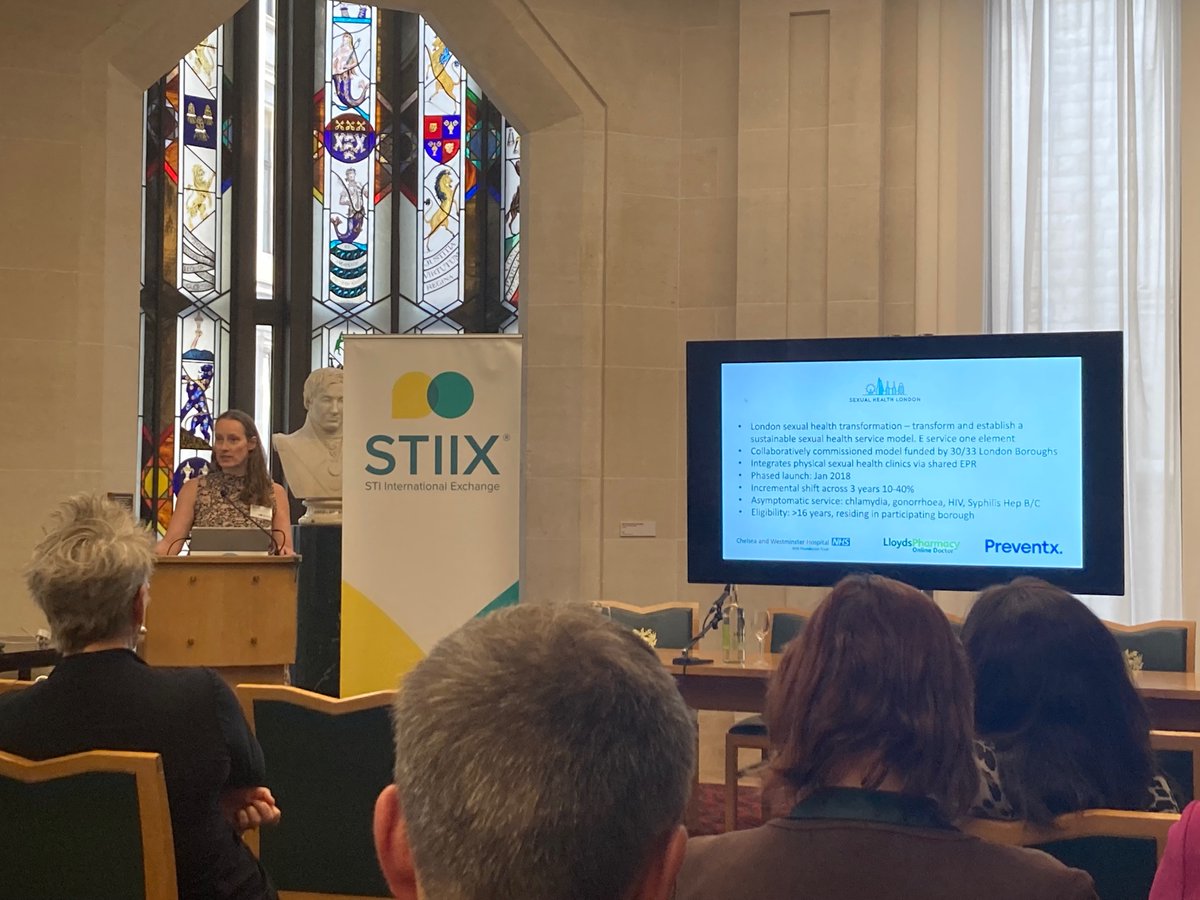 Preventx's tweet photo. Dr Sara Day from @ChelwestFT  speaks now about the learnings and outcomes from the @SHLdotUK  programme, which is the biggest remote sexual health testing service in the world - having supported millions of Londoners with their sexual health.

#stiix2022 #STIIX https://t.co/Ig0BajRGji