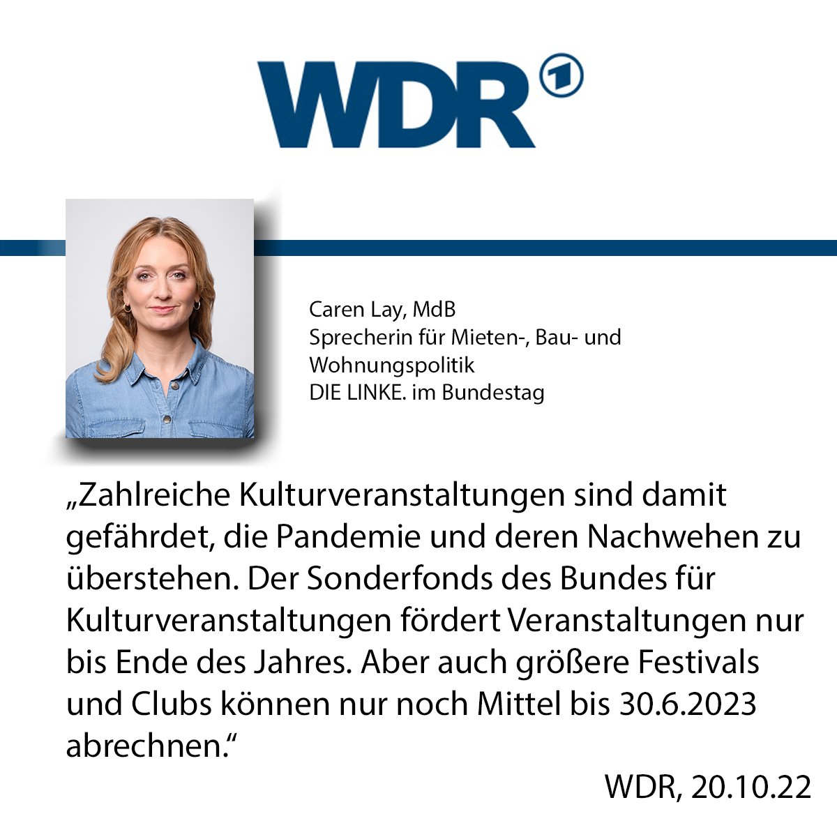 CarenLay's tweet photo. Es ist eine Katastrophe für die von Schließungen und steigenden #Energiekosten gebeutelte Veranstaltungsbranche: Das wichtige Bundesprogramm "Neustart Kultur" wurde von der 🚦 nicht verlängert. Für viele #Clubs & #Festivals könnte das das Ende bedeuten. @clubcommission #LiveKomm https://t.co/Ei9jVUd5ER