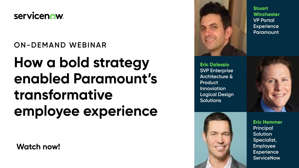 Employee Experience is all about harmonizing people, processes, and technology to support an empowered workforce. Extraordinary experiences built on best-in-class platforms can be a huge competitive differentiator. Learn how Paramount achieved this. 
spr.ly/6010MU8aG