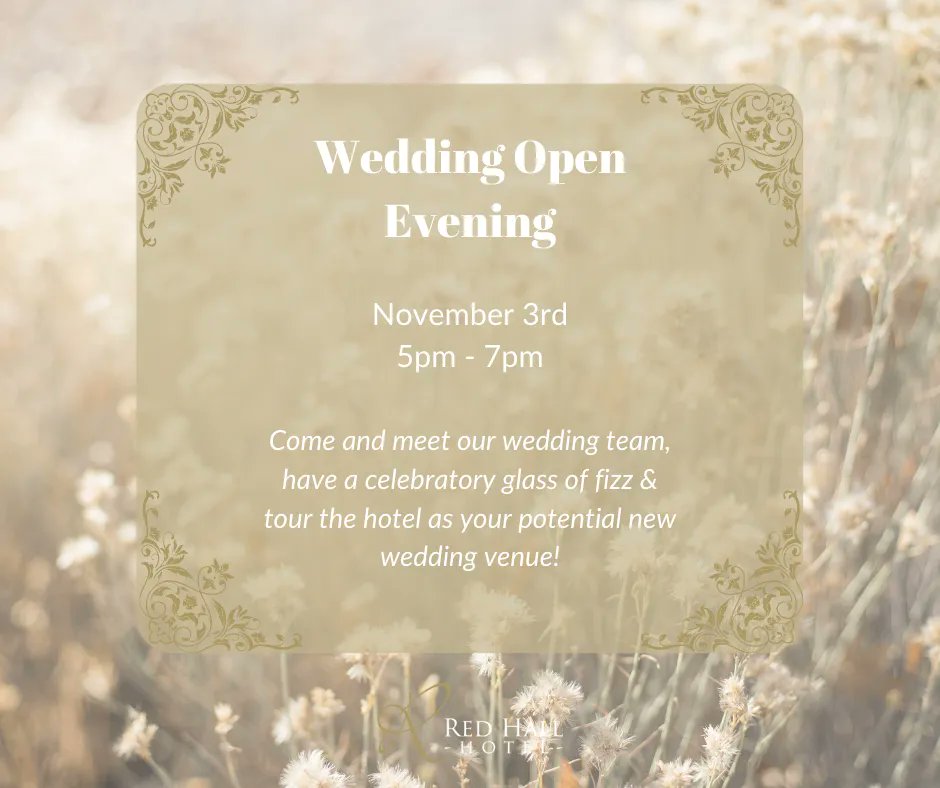 ✨ Y O U ' R E  I N V I T E D ✨

We will be hosting a wedding open evening on November 3rd from 5 PM - 7 PM.

#weddingshowcase #weddingfair #weddingsuk #ramsbottom #bury