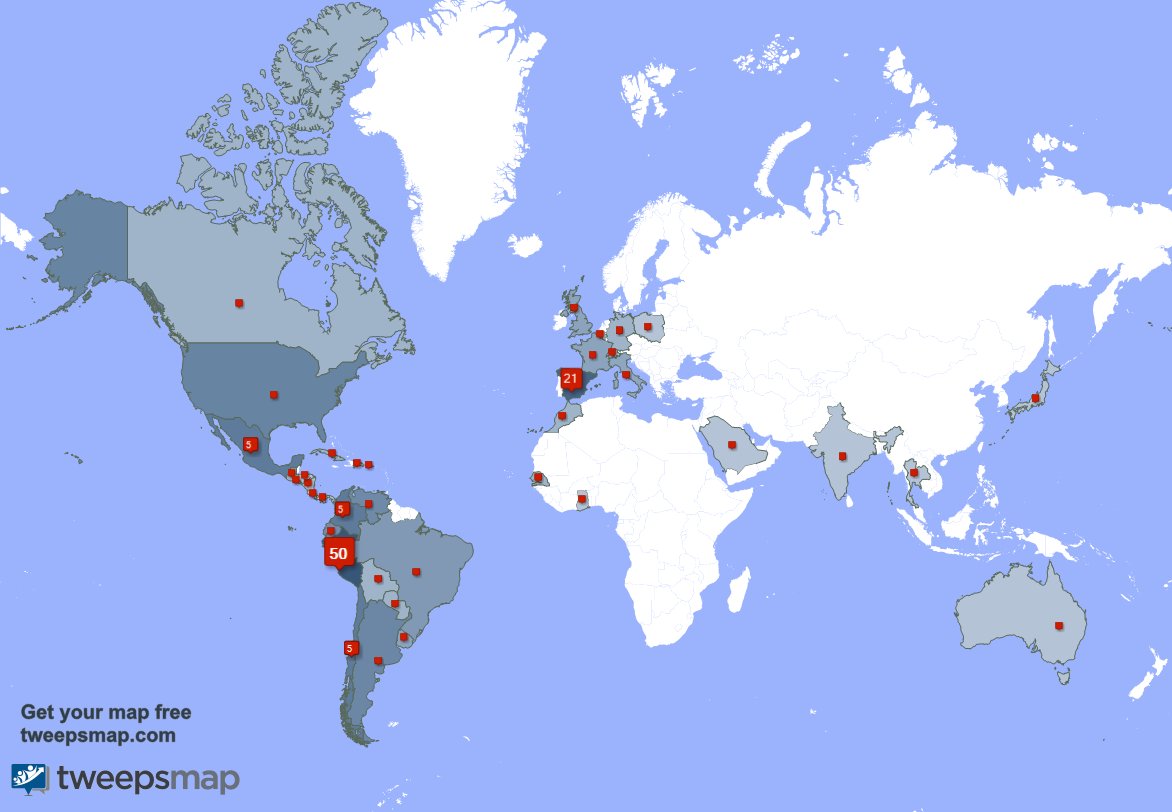 Muchas gracias a mis 1 nuevos seguidores desde España durante la última semana. tweepsmap.com/!kedelsg