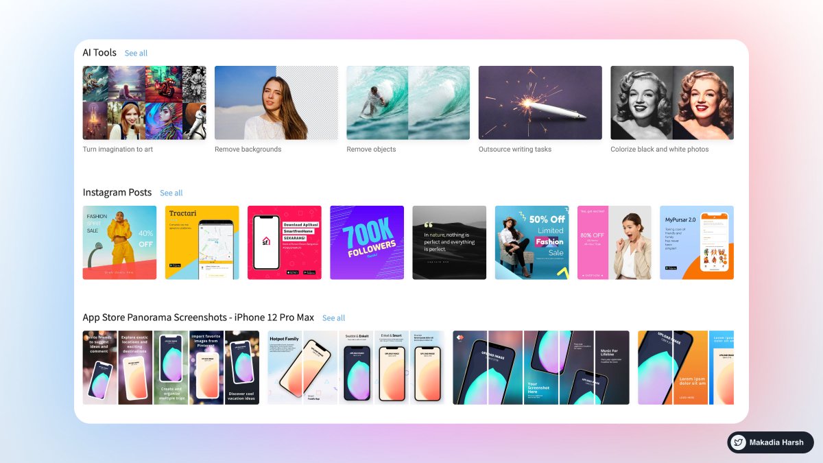 MakadiaHarsh's tweet image. 4. Hotpot

AI tools allow experts and non-designers to spark creativity and automate tasks. 

Attractive, easy-to-edit templates empower anyone to create device mockups, social media posts, marketing images, app icons, and other work graphics.

🔗 hotpot.ai