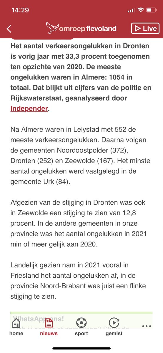 Joehoe Kijken jullie ff mie in Nederland 🤷‍♂️,Urk toch maar weer bovenaan positief in een lijstje 💪,😉 zal mede wel aan onze  Rijopleidingen liggen, en de nuchtere Urker instelling en/of 🤔 misschien toch duur dat weinig prikken.
