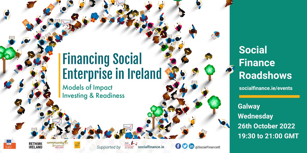 We are gearing up for our Galway Roadshow tonight 💪 @SCCULEnterprise @Rethink_Ireland @ComFinanceIrl @DCU @socentie socialfinance.ie/events/