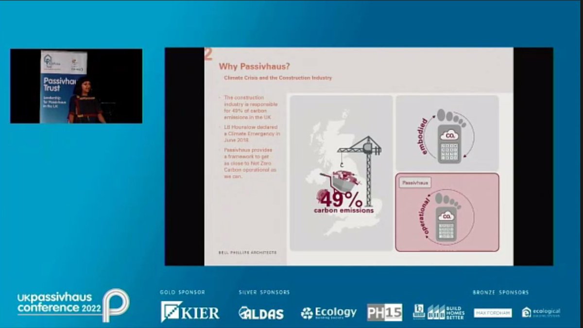 PassivhausTrust's tweet image. #Passivhaus largescale project inspiration at #UKPHC22 Conference.  Ashmi Thapar from @BellPhillipsArc outlines @LBofHounslow plans for up to 967 homes to #Passivhaus standard. Fascinating overview of design decision-making on the project. 

#CouncilsCan
bit.ly/PHThounslow