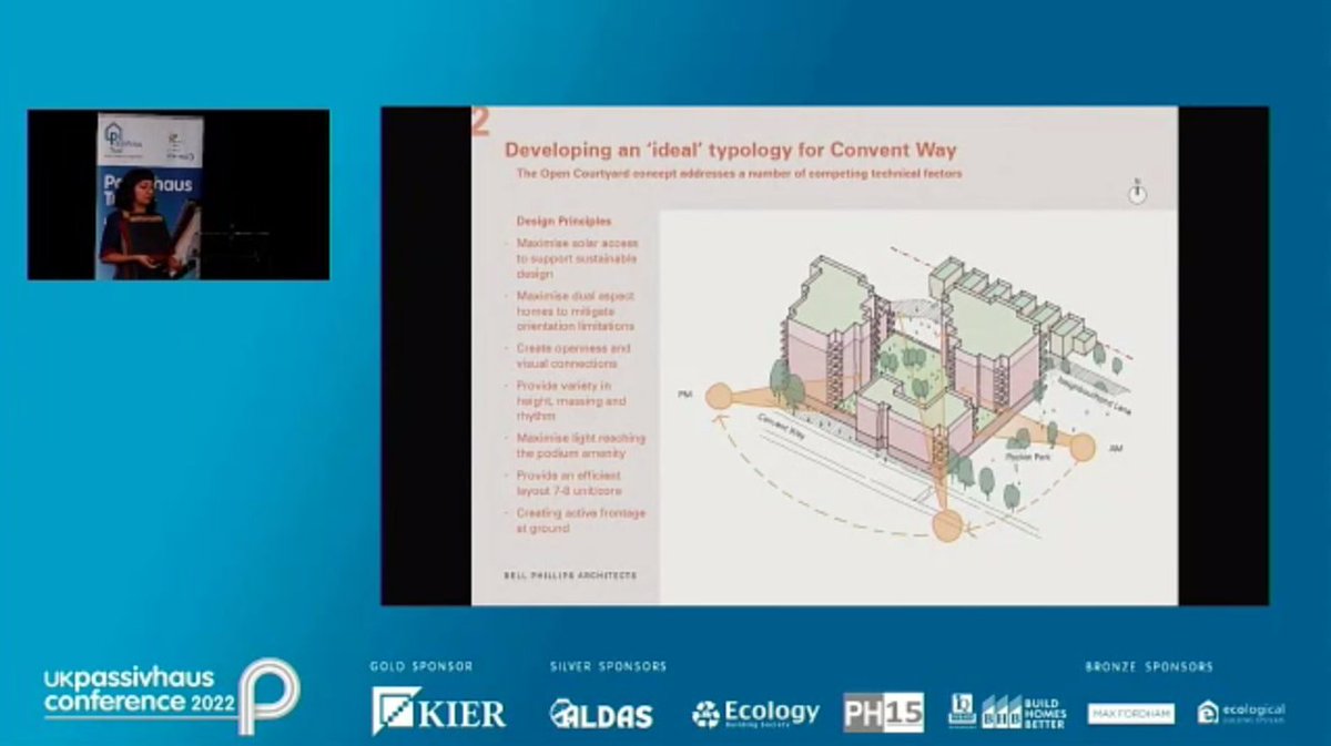 PassivhausTrust's tweet image. #Passivhaus largescale project inspiration at #UKPHC22 Conference.  Ashmi Thapar from @BellPhillipsArc outlines @LBofHounslow plans for up to 967 homes to #Passivhaus standard. Fascinating overview of design decision-making on the project. 

#CouncilsCan
bit.ly/PHThounslow