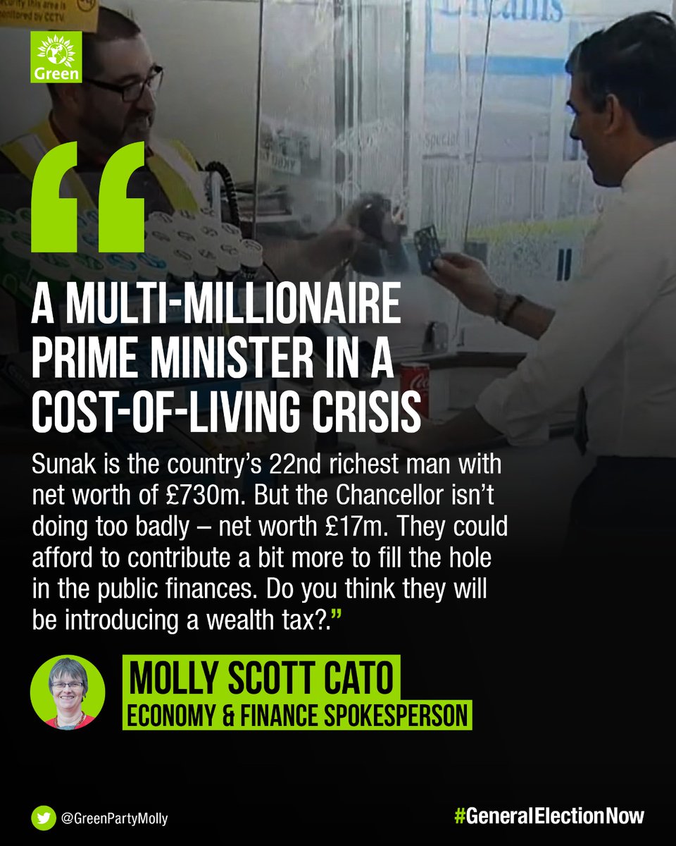 💰 A wealth tax on the richest 1% of people would help us out of the cost of living crisis and set us on a path towards a fairer, greener country.

❓ Will the PM do the right thing?

#GeneralElectionNow