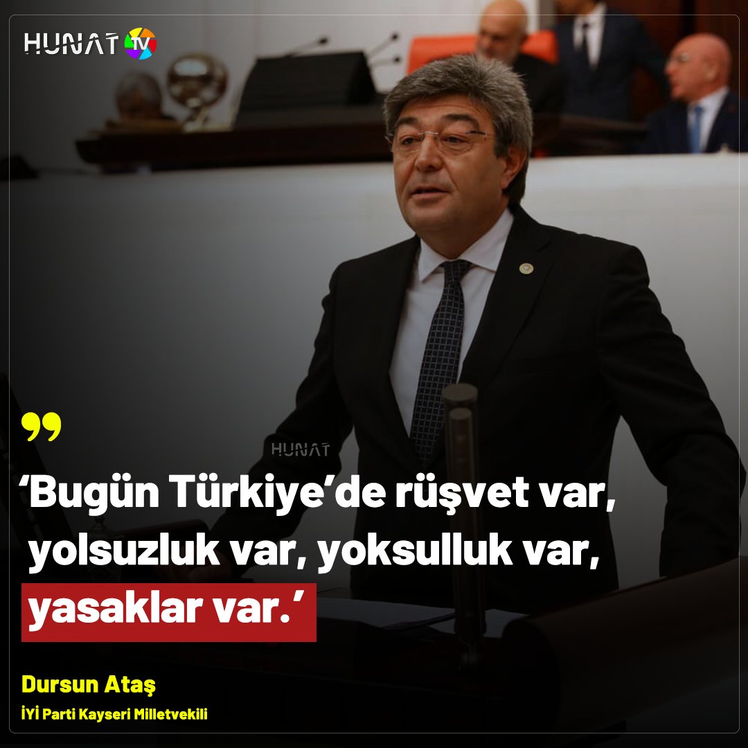 İYİ Parti #Kayseri Milletvekili Dursun Ataş: ''Bugün Türkiye’de rüşvet var, evet, yolsuzluk var, evet, yoksulluk var; evet, yasaklar var.''

@DursunATAS38 @iyikayseri38 @msebatiataman1