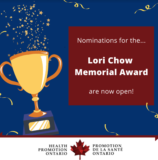 HealthPromoON's tweet photo. The Lori Chow Memorial Award nominations are officially open! 

A NEW nomination category has been added this year. In addition to individual nominations, applications for group projects are also being accepted. https://t.co/tIrvCv4ijy