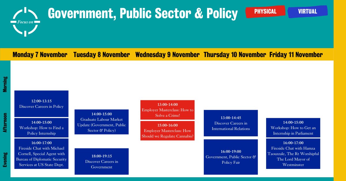 KingsCareers's tweet photo. Bookings are now open for our annual Focus on Government, Public Sector &amp; Policy week! Click here to sign up: https://t.co/sUfmYLw9CU @kcldo1thing https://t.co/zuo0kE0lbN